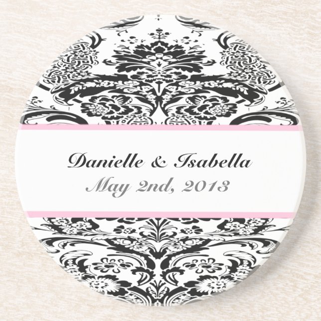 Custom Damask Wedding Coaster (Front)