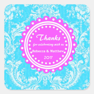 Custom Damask Wedding Favour Thank You Stickers