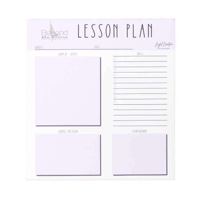 Custom Dance Lesson Planner - Beyond the Barre  Notepad (Front)