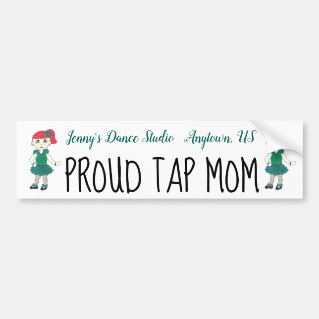 Custom Dance School Studio Proud Tap Mum Dancer Bumper Sticker (Front)