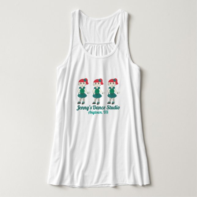 Custom Dance School Studio Tap Dance Teacher Girl Singlet (Design Front)