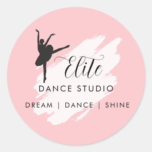 Custom Dance Studio Logo Personalised Pink Ballet Classic Round Sticker (Front)