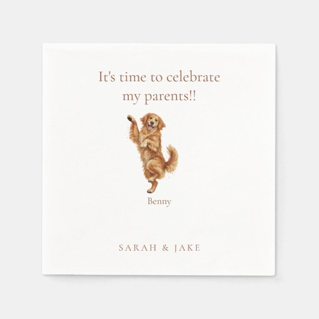 Custom Dancing Pet Wedding Cocktail Napkin (Front)