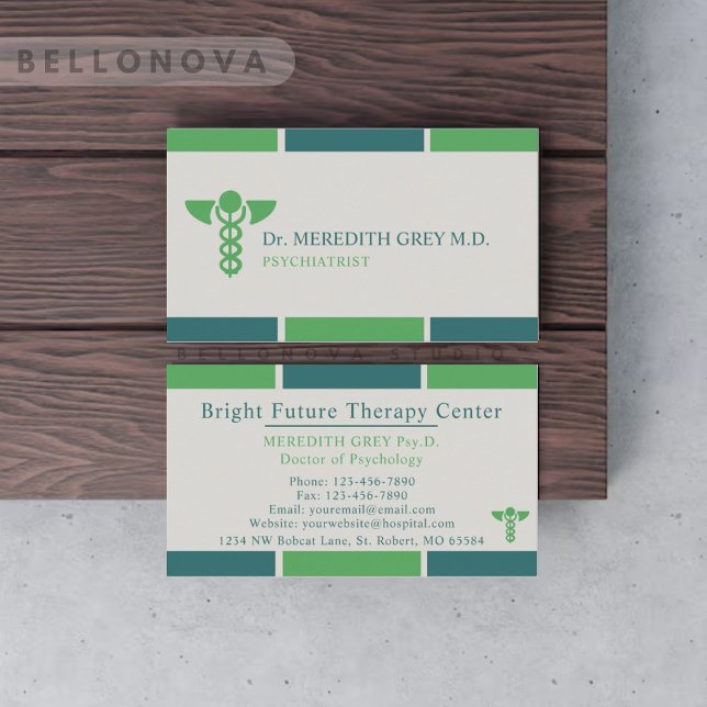 Custom Dark Blue Green Grey Doctors & Nurses Business Card (Custom Dark Blue Green Grey Doctors & Nurses Business Card)
