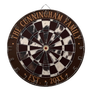 Custom Dark Brown & Cowhide Animal Print Pattern Dartboard