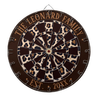 Custom Dark Brown & Leopard Animal Print Pattern Dartboard