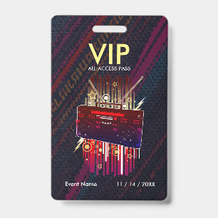 Custom Dark Fibre Stripe VIP Pass For Events ID Badge