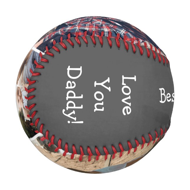Custom Dark Grey  Best Dad Ever 3 Photo Baseball (Back Right)