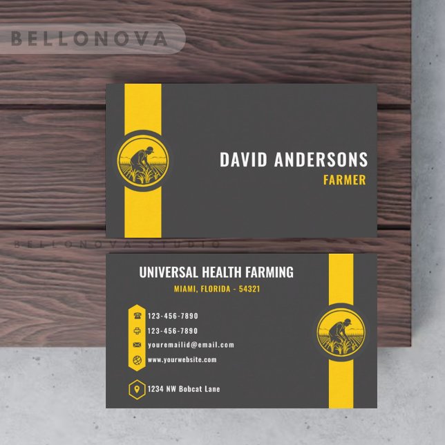 Custom Dark Grey Black Yellow Creative & Media Business Card (Custom Dark Grey Black Yellow Creative & Media Business Card)