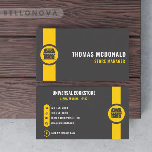 Custom Dark Grey Black Yellow Retail Shop  Business Card