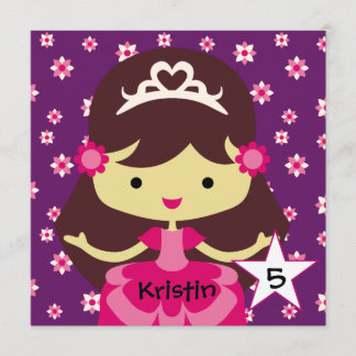 Custom Dark Hair Princess Birthday Invitations