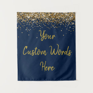 Custom Dark Navy Blue Birthday Party Photo Booth Tapestry