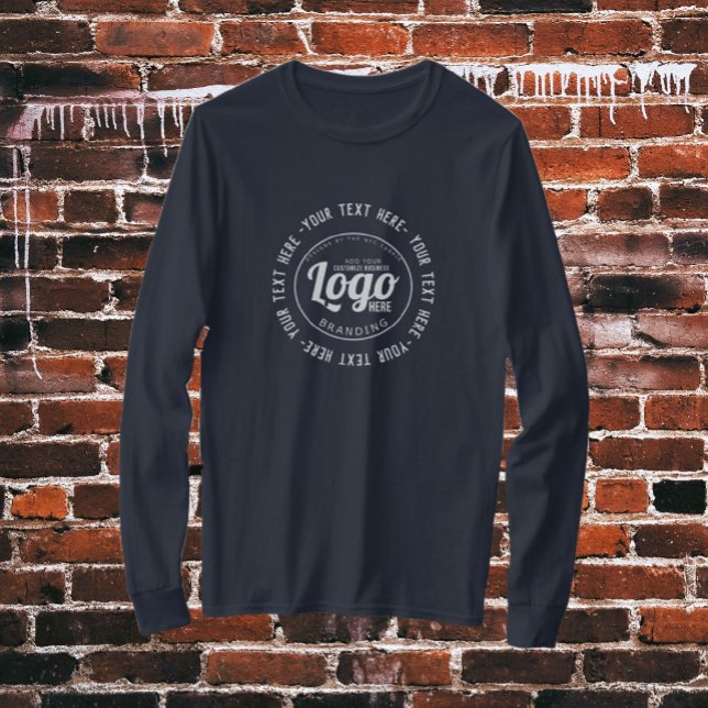Custom Dark Navy Blue Business Logo Employee Swag  T-Shirt (custom logo shirt)