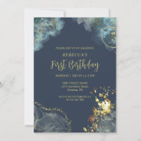 Custom Dark Navy Blue Gold Premium Monogram