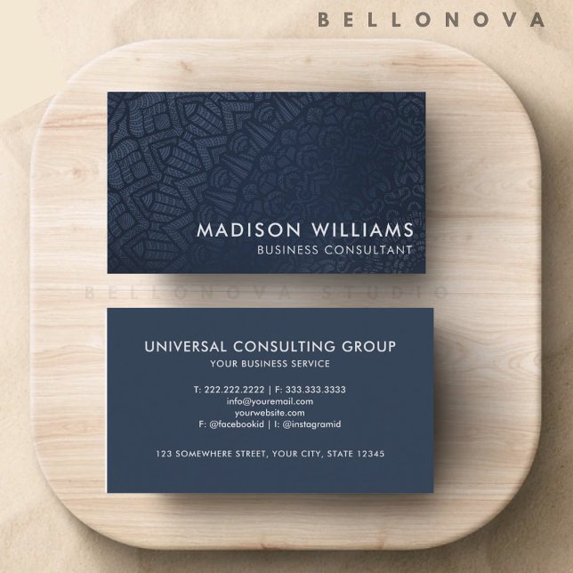 Custom Dark Navy Blue Grey Professional  Business Card (Custom Dark Navy Blue Grey Professional Business Card)
