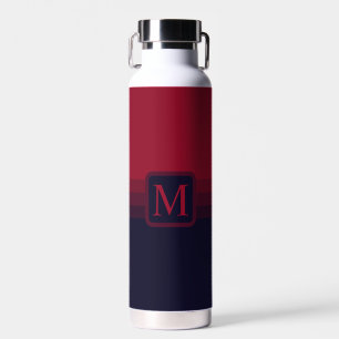 Custom Dark Navy Blue Red Maroon Colour Block Water Bottle