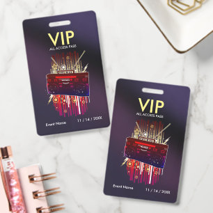 Custom Dark Purple Gradient VIP Pass For Event ID Badge