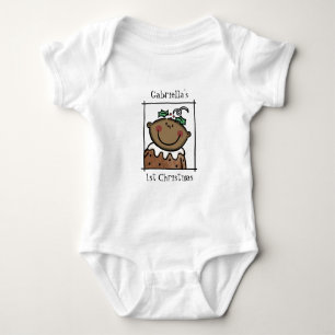 Custom Dark Skin Tone Baby's First Christmas Baby Bodysuit