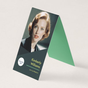 Custom Dark Teal Folded Business Card