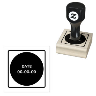Custom DATE 00-00-00 Text Printed Jet Black Color Rubber Stamp