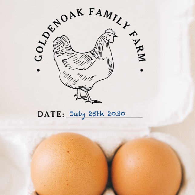 Custom Date Chicken Eggs Personalised Egg Farm Rubber Stamp (Creator Uploaded)