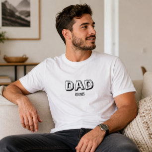Custom Date Est Modern Minimalist Black White  T-Shirt