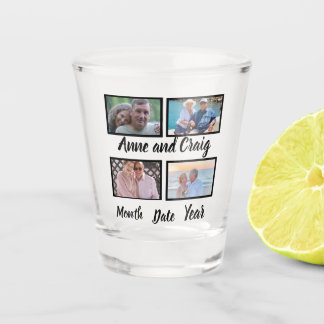 Custom Date Wedding Anniversary 4 Photo Collage  Shot Glass