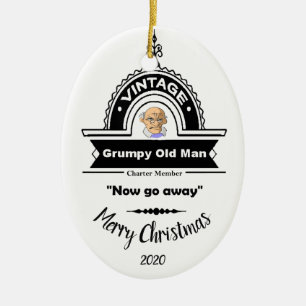 Custom Dated Christmas Grumpy Old Man Club Fun Ceramic Tree Decoration