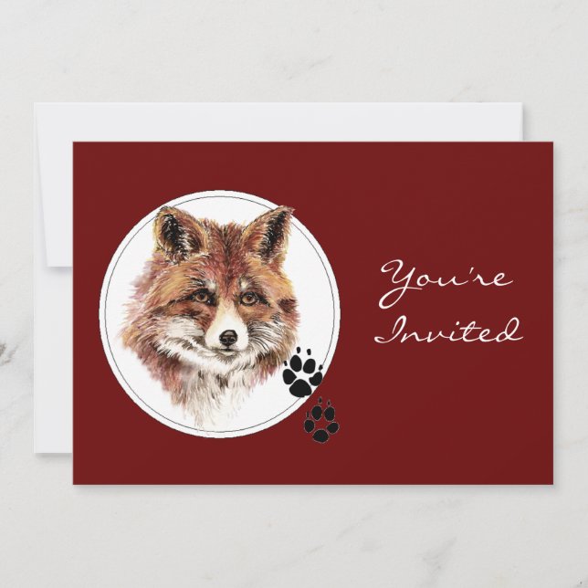 Custom Dated, Fox Animal Birthday Party Invitation (Front)