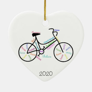 Custom Dated Motivational Words for Biking bicycle Ceramic Tree Decoration