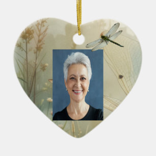 Custom Dated Name Photo Watercolor Flower Ceramic Tree Decoration