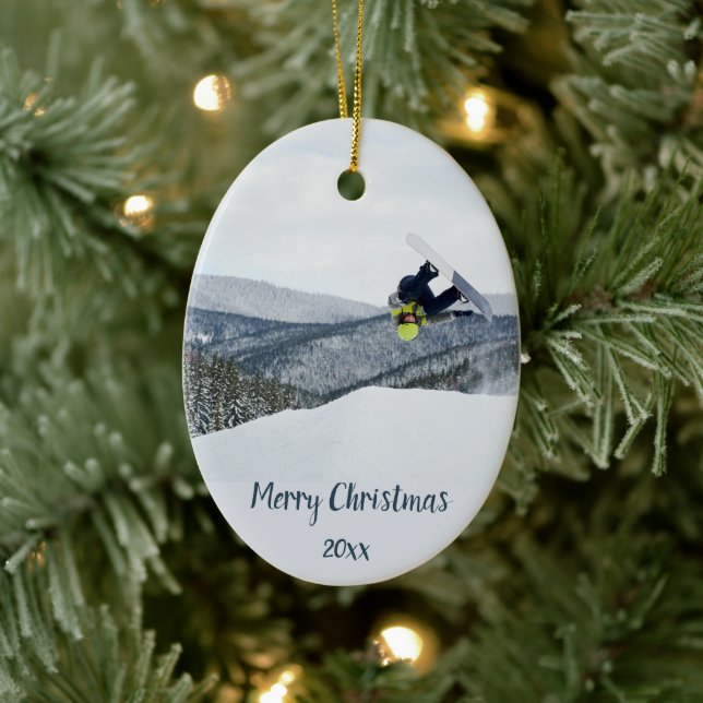 Custom Dated Snow Board Boarding Winter Sports  Ceramic Tree Decoration (Tree)