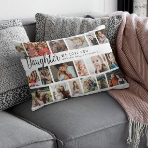 Custom Daughter 18 Photo Collage Lumbar Cushion