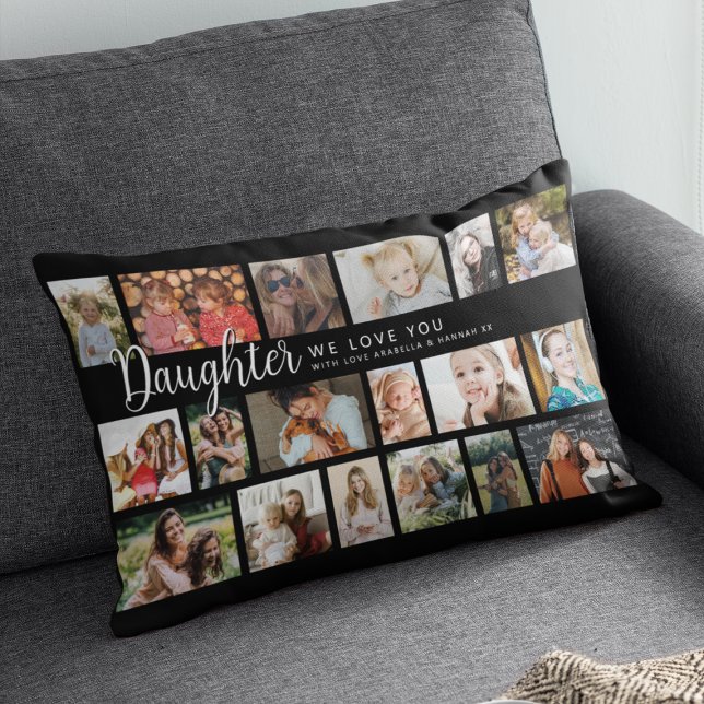 Custom Daughter 18 Photo Collage Lumbar Cushion (Creator Uploaded)