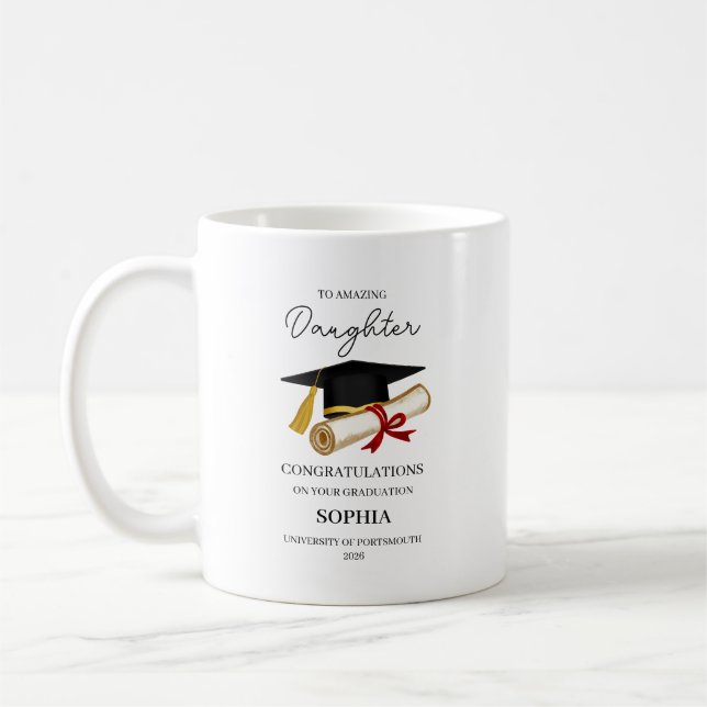 Custom Daughter Graduation Keepsake Name Year Coffee Mug (Left)