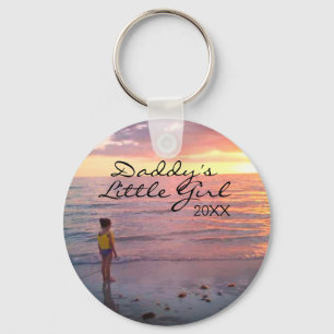 Custom Daughter Photo Daddys Little Girl Script Key Ring