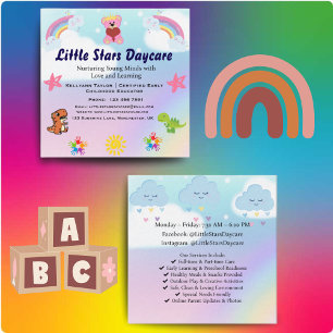 Custom Daycare Business Card   Cute Pastel Rainbow