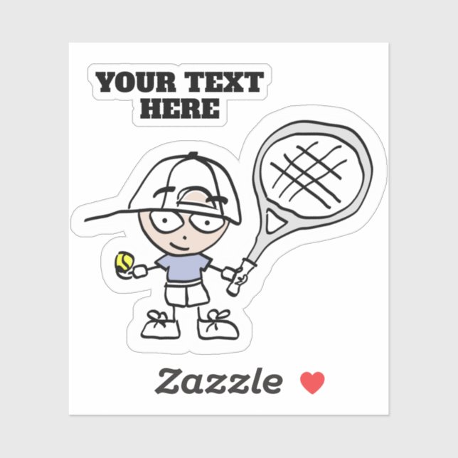 Custom decal sticker with cute tennis cartoon (Sheet)