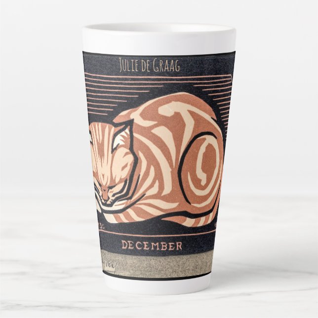 Custom December Cat - Julie de Graag Name Latte Mug (Front)