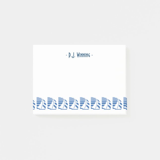 Custom Deco Blue Racing Sailboats Sticky Notes (Front)