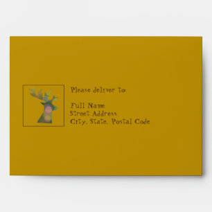 Custom Deep Gold and Bronze Christmas Reindeer Envelope
