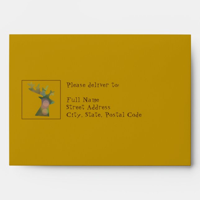 Custom Deep Gold and Bronze Christmas Reindeer Envelope (Front)