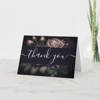 Custom Deep Purple Dusty Pink Rose Thank You Card
