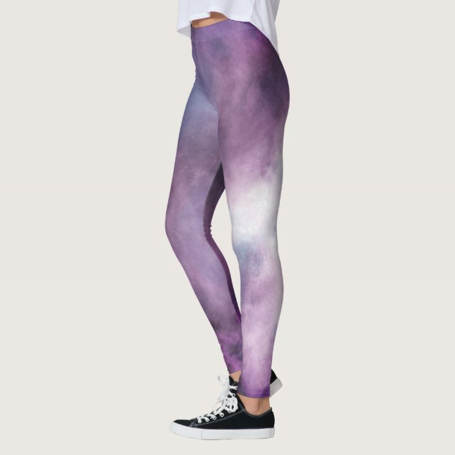 Custom Deep Purple Magical Galaxy Leggings (Left)