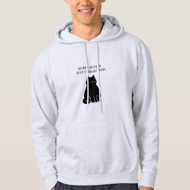 Custom Deep Thinking Mode Cat Men's Hoodie (Front)