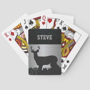 Custom Deer Hunting Rugged Name Playing Cards