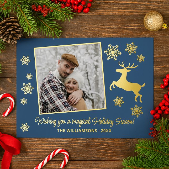 Custom Deer & Snowflakes On Dark Blue Gold (Creator Uploaded)