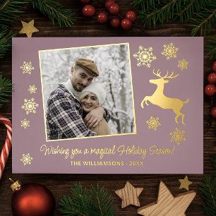 Custom Deer & Snowflakes On Mauve Pink Gold