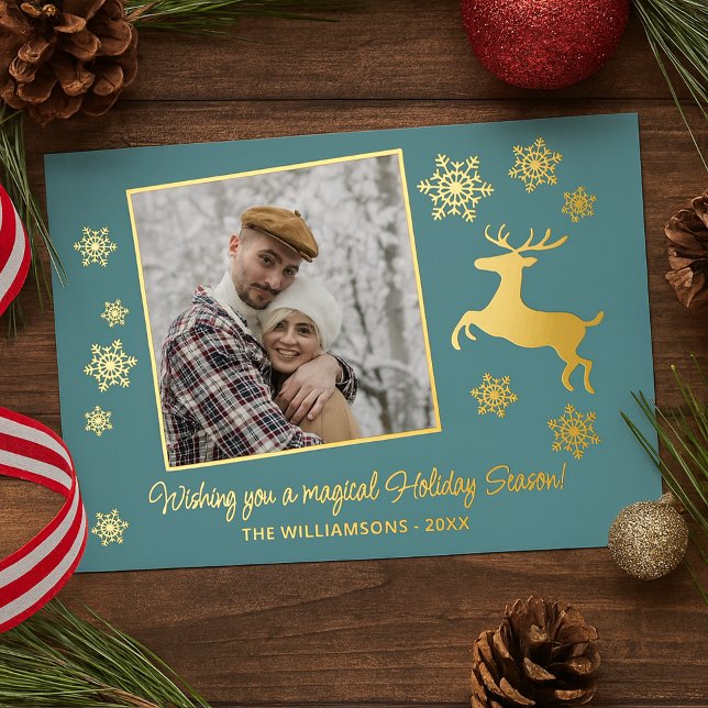 Custom Deer & Snowflakes On Teal Blue Green Gold (Creator Uploaded)