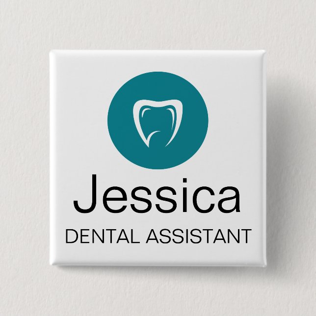 Custom Dental Assistant Name Badge Tooth Logo (Front)